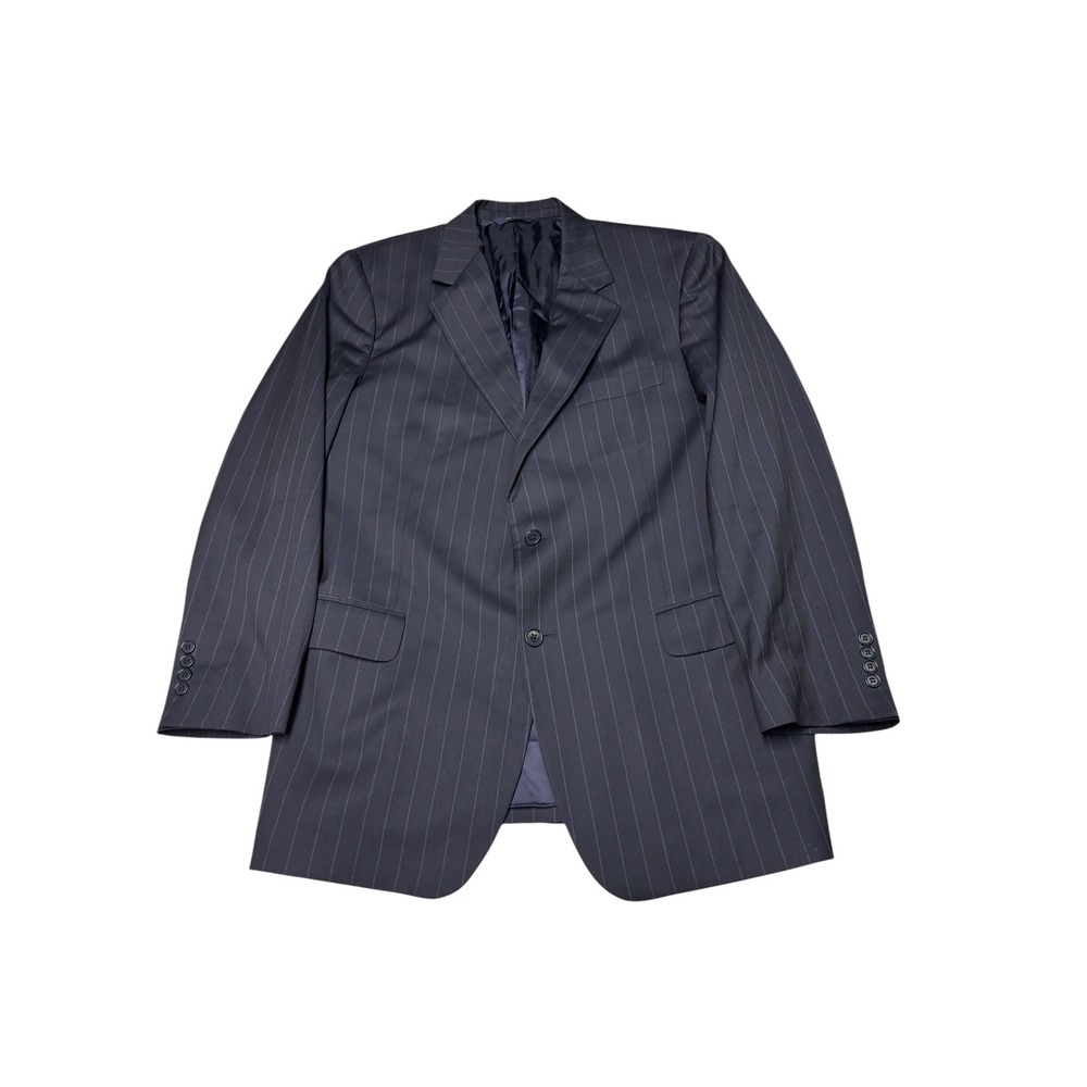 Brooks Brothers Mens Navy Pinstripe 100% Wool Blazer Jacket Made in Italy 44R‎